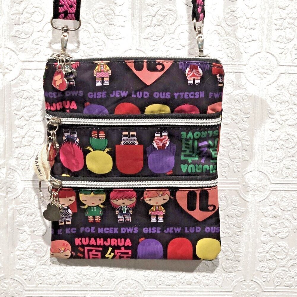 Rare Harajuku Lovers Black Multi-Color Crossbody Bag